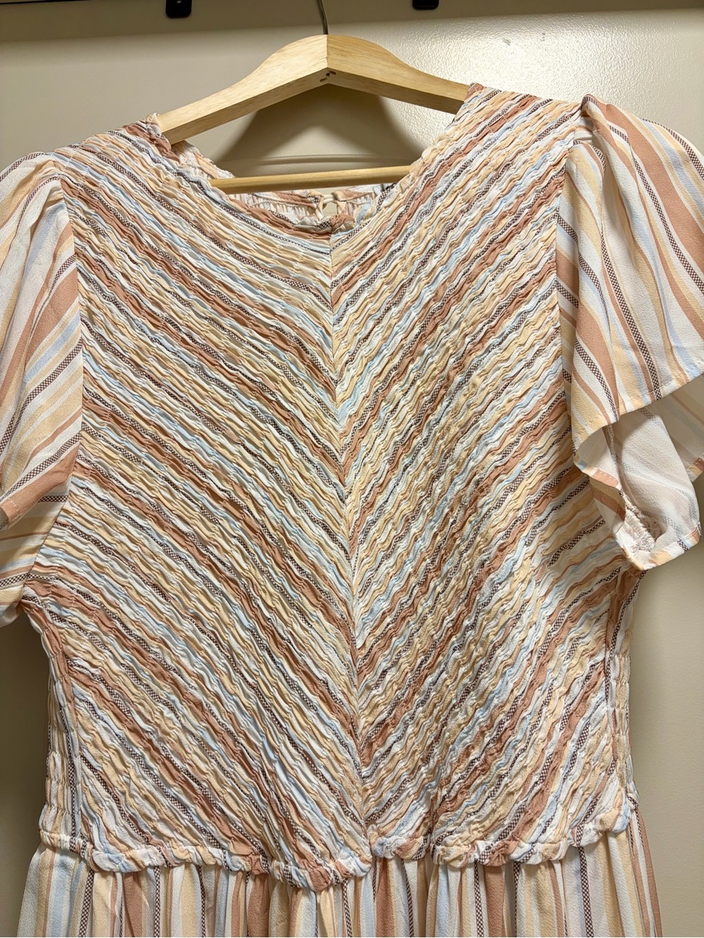 Baltic Born Willow Smocked Maxi Dress 1XL Striped Flutter Sleeve Tiered Boho - Picture 5 of 13